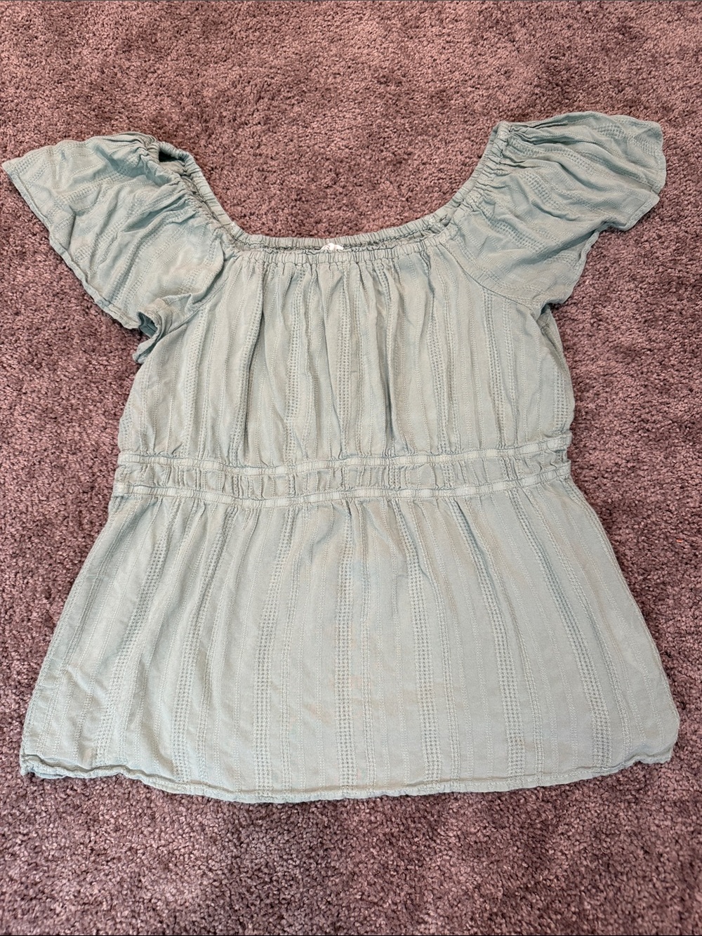 Maurices Light Sage Green Off-Shoulder Peasant Top